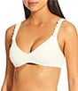 Antonio Melani x M.G. Style Amalfi Textured Covered Button Strap Bralette Swim Top, Color:Pearl - Image 1