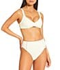 Antonio Melani x M.G. Style Amalfi Textured Covered Button Strap Bralette Swim Top, Color:Pearl - Image 3