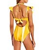 Color:Yellow - Image 3 - x M.G. Style Beaufort Ruffle One Piece Swimsuit