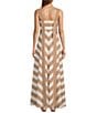 Color:Ivory/Winter - Image 3 - x M.G. Style Jenny Stripe Square Neckline Linen Blend Maxi Dress