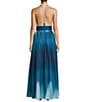 Antonio Melani x M.G. Style MG Ombre Halter Neck Sleeveless Belted Dress, Color:Blue Ombre - Image 3
