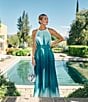 Antonio Melani x M.G. Style MG Ombre Halter Neck Sleeveless Belted Dress, Color:Blue Ombre - Image 5