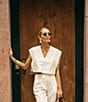 Antonio Melani x M.G. Style Nat V-Neck Fringe Back Coordinating Blouse, Color:Ivory - Image 1