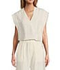 Antonio Melani x M.G. Style Nat V-Neck Fringe Back Coordinating Blouse, Color:Ivory - Image 2