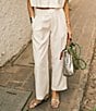 Antonio Melani x M.G. Style Page Woven Straight Leg Coordinating Pleated Ankle Pants, Color:Ivory - Image 1