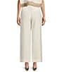 Antonio Melani x M.G. Style Page Woven Straight Leg Coordinating Pleated Ankle Pants, Color:Ivory - Image 3