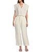 Antonio Melani x M.G. Style Page Woven Straight Leg Coordinating Pleated Ankle Pants, Color:Ivory - Image 4