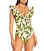 Antonio Melani x M.G. Style Ravello Bonded Ruffle One Piece Swimsuit, Color:Green - Image 2