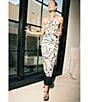 Color:Black Shell - Image 1 - x M.G. Style Sommers Halter Linen Blend Shell Print Fringe Detail Dress