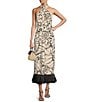 Color:Black Shell - Image 2 - x M.G. Style Sommers Halter Linen Blend Shell Print Fringe Detail Dress