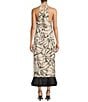 Color:Black Shell - Image 3 - x M.G. Style Sommers Halter Linen Blend Shell Print Fringe Detail Dress