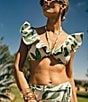Antonio Melani x M.G. Style Sorrento Bonded Ruffle Bralette Swim Top, Color:Green - Image 1