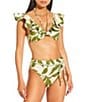Antonio Melani x M.G. Style Sorrento Bonded Ruffle Bralette Swim Top, Color:Green - Image 4