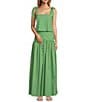 Antonio Melani x Style by Simkins Charlotte Printed Poplin Top & Skirt Set, Color:Green Print - Image 2