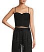 Antonio Melani x Style by Simkins Coordinating Sarah Linen Blend Rope Applique Sweetheart Neck Sleeveless Top, Color:Black - Image 1