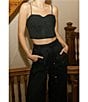 Antonio Melani x Style by Simkins Coordinating Sarah Linen Blend Rope Applique Sweetheart Neck Sleeveless Top, Color:Black - Image 5