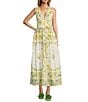 Antonio Melani x Style by Simkins Hannah Poplin V-Neck Sleeveless Belted Maxi Dress, Color:Yellow Scarf - Image 1