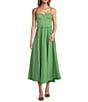 Antonio Melani x Style by Simkins Margo Printed Poplin Sweetheart Neck Sleeveless Dress, Color:Green Print - Image 1