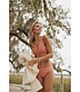 Antonio Melani x Style by Simkins Wynn V-Neck Bralette Swim Top, Color:Pomelo - Image 5