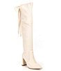 Color:Ivory - Image 1 - x Nicola Bathie Nicola Over-the-Knee Lace Detailed Silk Bow Dress Boots