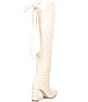 Color:Ivory - Image 2 - x Nicola Bathie Nicola Slim Calf Over-the-Knee Lace Detailed Silk Bow Dress Boots