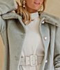 Color:Lichen - Image 4 - x Nicola Bathie Vivienne Wool Blend Long Sleeve Faux Fur Single Breasted Pearl Button Front Long Coat
