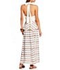 Antonio Melani x Stephanie Covington Elana Linen Blend Stripe Halter Tie Open Back Peplum A-Line Maxi Dress - Image 2