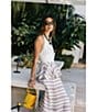 Antonio Melani x Stephanie Covington Elana Linen Blend Stripe Halter Tie Open Back Peplum A-Line Maxi Dress - Image 3