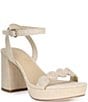 Antonio Melani x Stephanie Covington Lucy Linen Fabric Disk Platform Sandals - Image 1