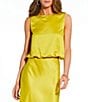Antonio Melani x Stephanie Covington Yolanda Satin Jewel Neck Bubble Hem Coordinating Blouse - Image 1