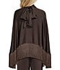 Antonio Melani x Style By Simkins Sarah Satin Mock Neckline Long Sleeve Fringe Coordinating Blouse - Image 3
