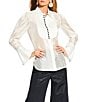 Antonio Melani x The Nat Note Polly Organza Twill Button Front Long Sleeve Blouse, Color:Ivory - Image 5