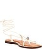 Color:Sweet Cream - Image 2 - x The Style Bungalow Clarke Leather Stud Ornament Ankle Wrap Sandals