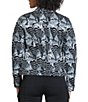 APNY Denim Monochromatic Abstract Print Point Collar Long Sleeve Crop Length Jacket - Image 2