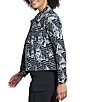 APNY Denim Monochromatic Abstract Print Point Collar Long Sleeve Crop Length Jacket - Image 3
