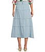 APNY Chambray Tiered Midi A-Line Skirt - Image 2