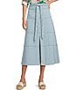 APNY Chambray Tiered Midi A-Line Skirt - Image 1