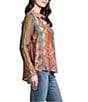 APNY Crepe Collared Long Sleeve Button Up Top, Color:Multi - Image 3