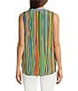 APNY Green Blue Multi Stripe Button Down Tank Top, Color:Green blue multi - Image 2