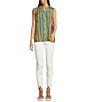 APNY Green Blue Multi Stripe Button Down Tank Top, Color:Green blue multi - Image 3