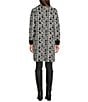 APNY Knit Abstract Print Notch Lapel Long Sleeve Cardigan, Color:Black White - Image 3