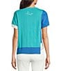 APNY Knit Color Block Crew Neck Short Sleeve Sweater, Color:Blue Multi - Image 2