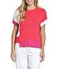 APNY Knit Color Block Crew Neck Short Sleeve Sweater, Color:Red Multi - Image 1