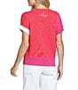 APNY Knit Color Block Crew Neck Short Sleeve Sweater, Color:Red Multi - Image 2