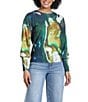 APNY Knit Liquid Marble Print Crew Neck Long Sleeve Sweater Top - Image 1