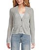 APNY Knit Open Front Long Sleeve Button Front Cropped Cardigan, Color:Grey - Image 1