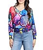 APNY Knit Overlapping Circles Print V-Neck Long Sleeve Pullover Sweater Top - Image 1