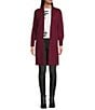 APNY Knit Shawl Collar Long Sleeve Open Front Cardigan, Color:Wine - Image 3
