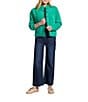 APNY Knit Stand Collar Long Sleeve Button Front Cropped Cardigain Jacket, Color:Emerald - Image 4
