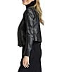 APNY Lamb Leather Quilted Beaded Collarless Long Sleeve Jacket, Color:Black - Image 3
